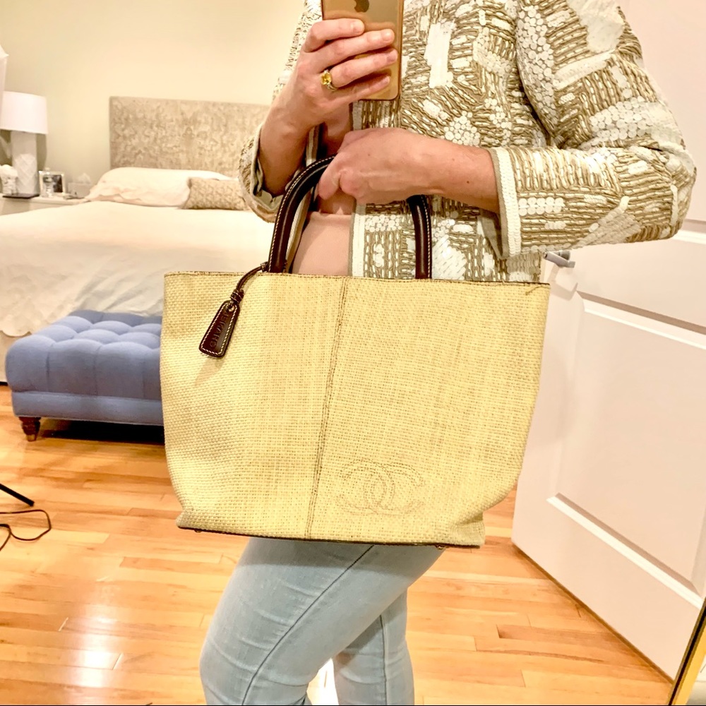 SOLD Chanel Straw Tote - with damage